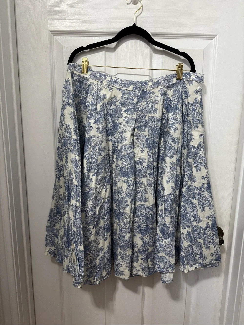 Magnolia Blue and White Toile A-Line Skirt